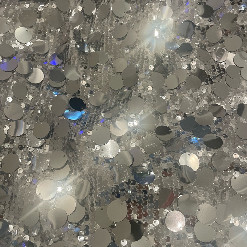 SHEIN Glittering Silver Mini Skirt - Picture 2 of 3